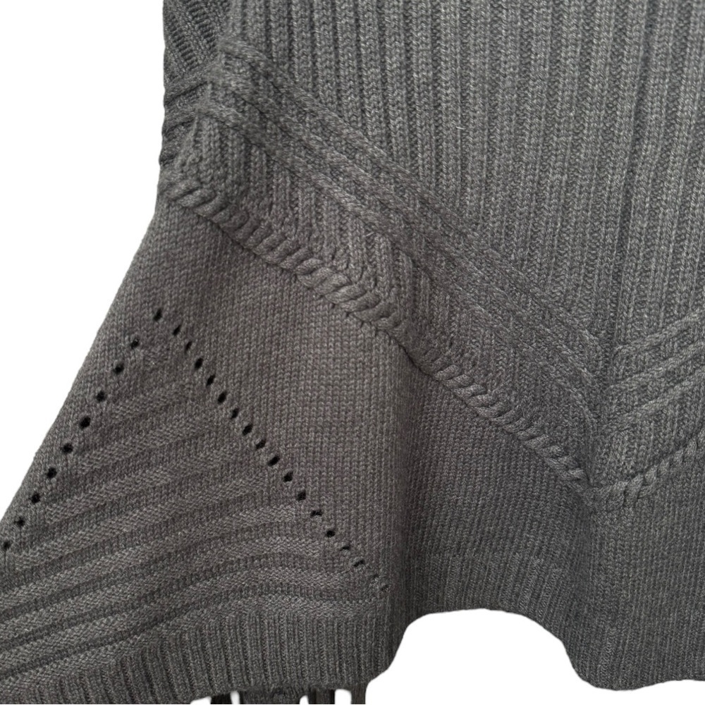 Dex Shawl Collar Fringe Sweater Vest Size Small Grey Wool Angora - Picture 9 of 10